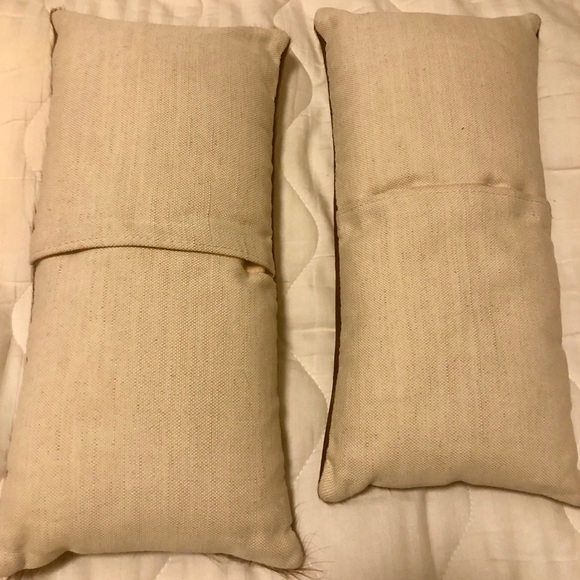 West Elm Accents West Elm Leather Fur Lumbar Rectangle Pillow Set 2